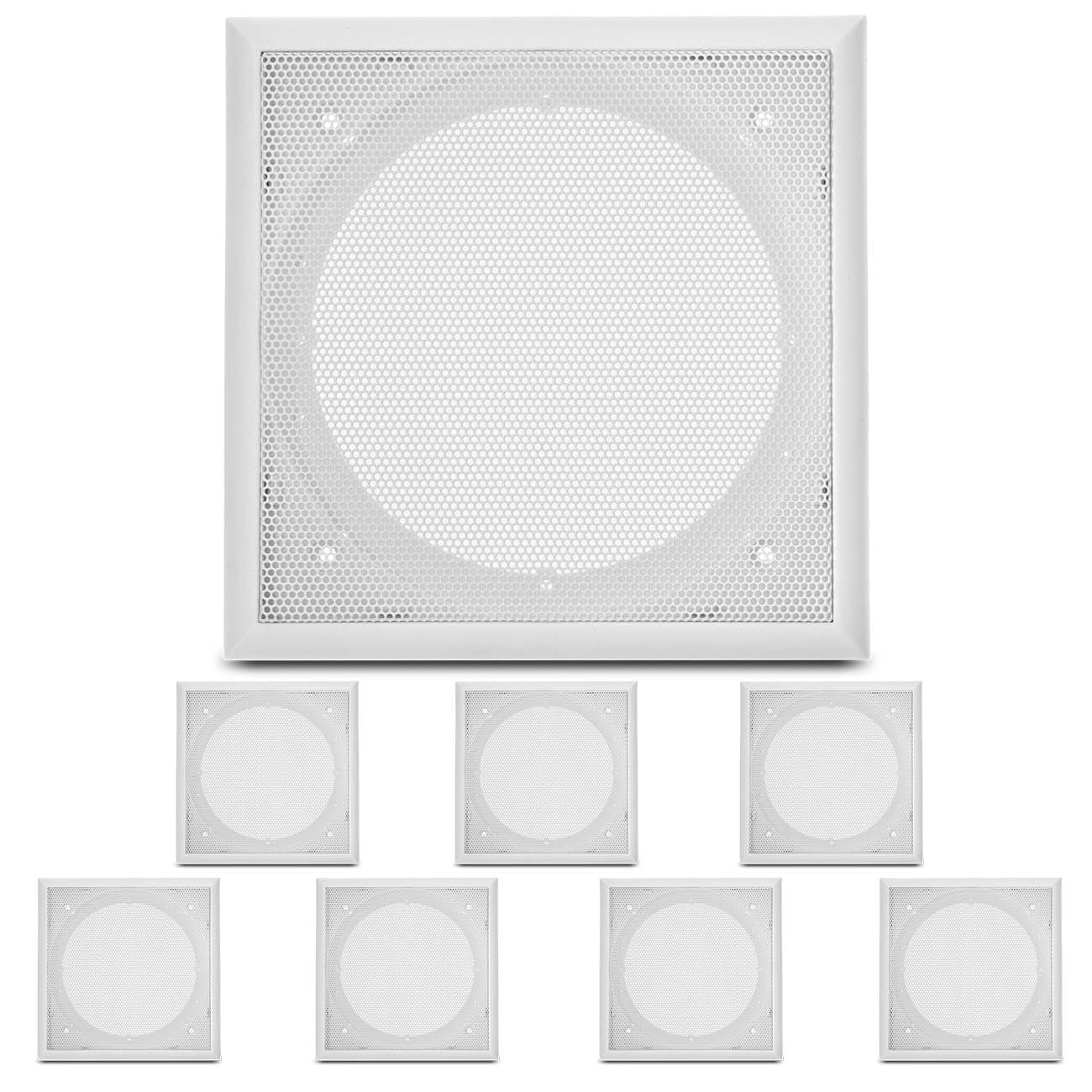 Kit 8 Arandelas Quadradas Fixa 5 Polegadas para Som Ambiente Branco Embutir Gessos Forros Paredes