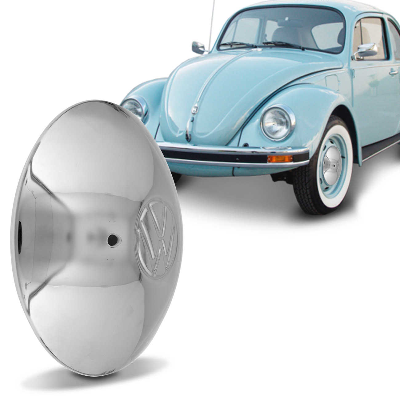 Calota Aro 15 Bojuda Fusca 1953 a 1996 Kombi 1962 a 2014 Cromada em Aço Fixação por Encaixe