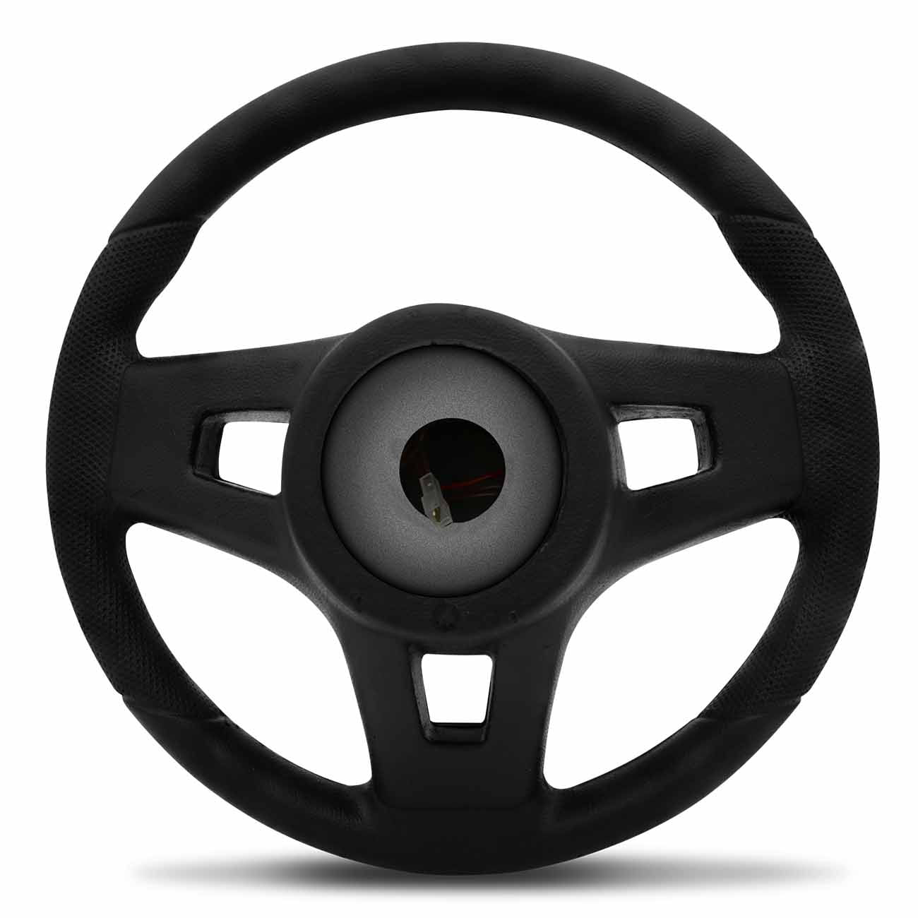 Encontraproduto.com.br - Volante Esportivo Jetta Alemão Universal Preto com Aplique Dourado sem Cubo com Acionador de Buzina