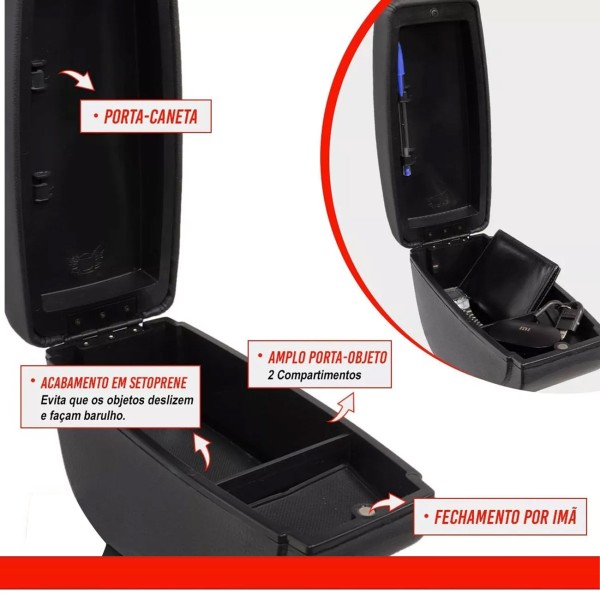 Encontraproduto.com.br - Encosto Descanso de Braço Apoio Kicks 2016 a 2020 e PCD Porta Objetos Eco Couro Encaixe Porta Copos