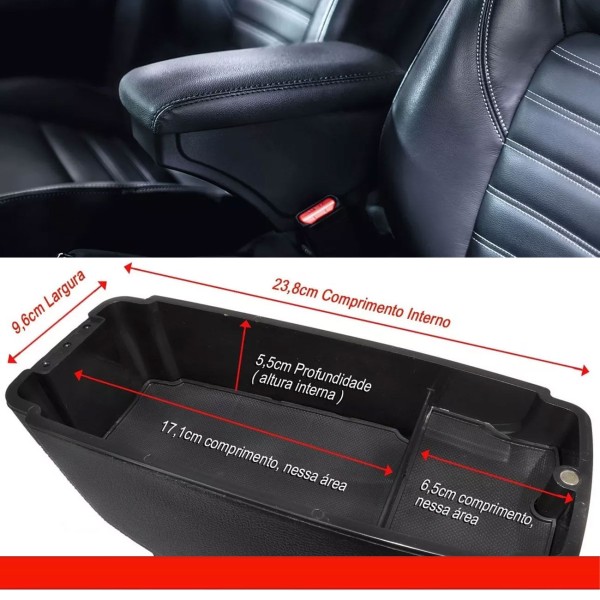 Encontraproduto.com.br - Encosto Descanso de Braço Apoio Kicks 2016 a 2020 e PCD Porta Objetos Eco Couro Encaixe Porta Copos