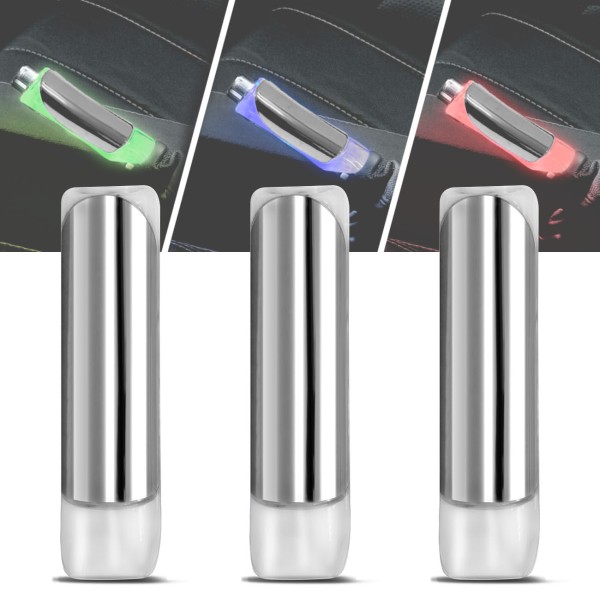 Encontraproduto.com.br - Aplique Manopla Capa Freio de Mão Universal Cromada com LED Verde Azul Vermelho Tuning