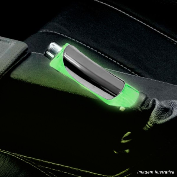 Encontraproduto.com.br - Aplique Manopla Capa Freio de Mão Universal Cromada com LED Verde Azul Vermelho Tuning
