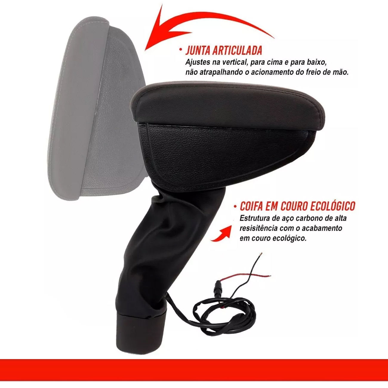Encontraproduto.com.br - Encosto Descanso de Braço Apoio Spin 2013 a 2020 Com USB Couro Ecológico Encaixe Porta Copos