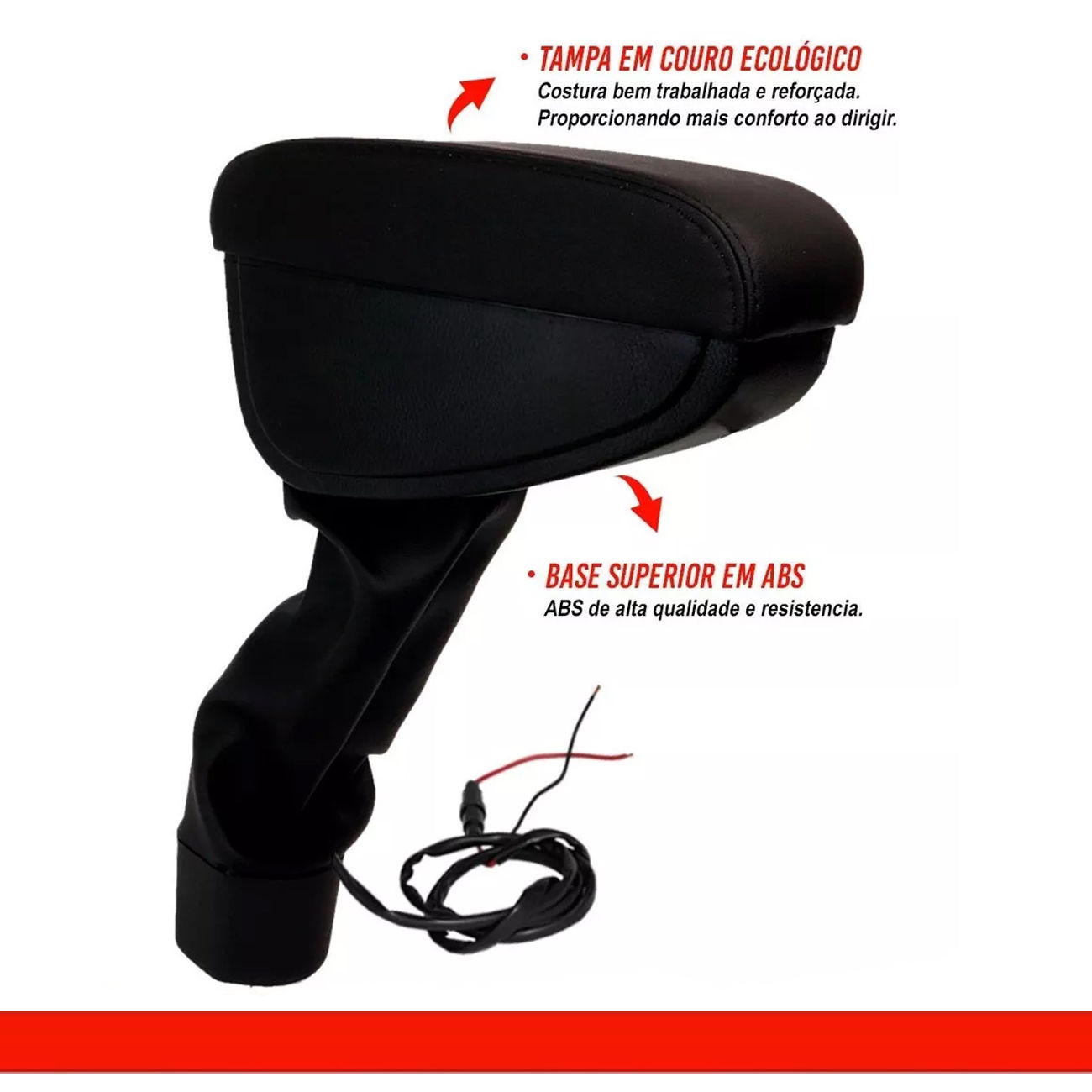Encontraproduto.com.br - Encosto Descanso de Braço Apoio Spin 2013 a 2020 Com USB Couro Ecológico Encaixe Porta Copos