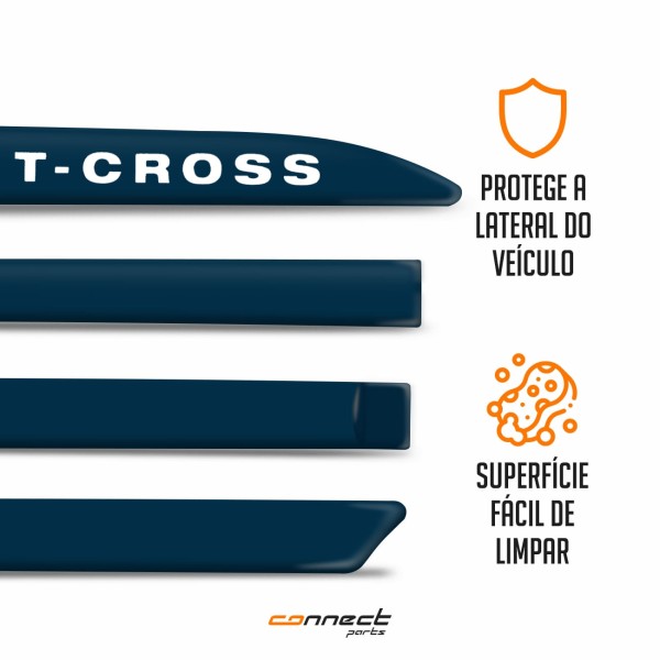 Encontraproduto.com.br - Jogo Friso Lateral T-Cross 2019 2020 2021 2022 2023 2024 2025 Cor Original Facão