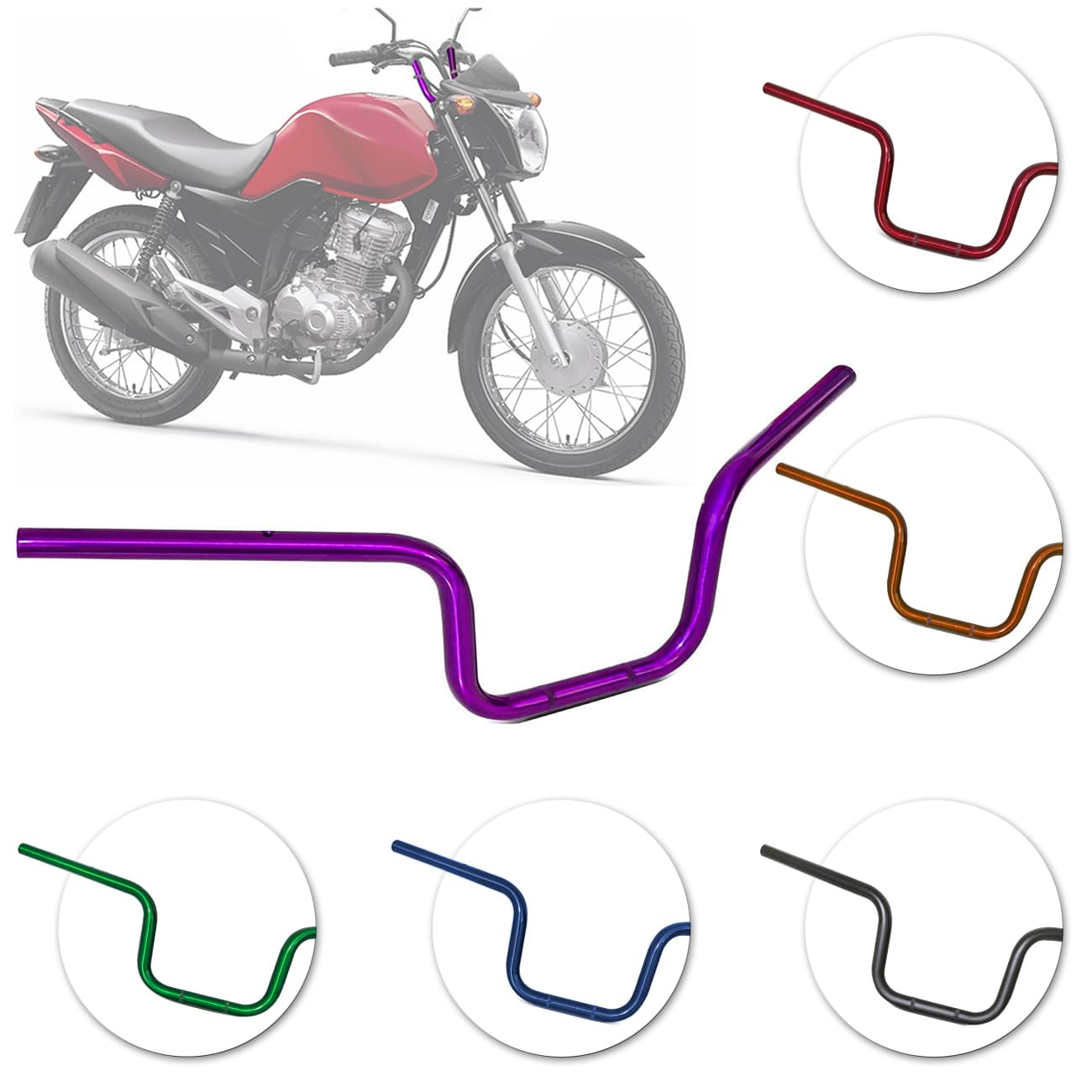 Guidão Esportivo Moto Honda Titan Fan Start 1999 A 2019 Similar D-brake Aço Carbono Varias Cores
