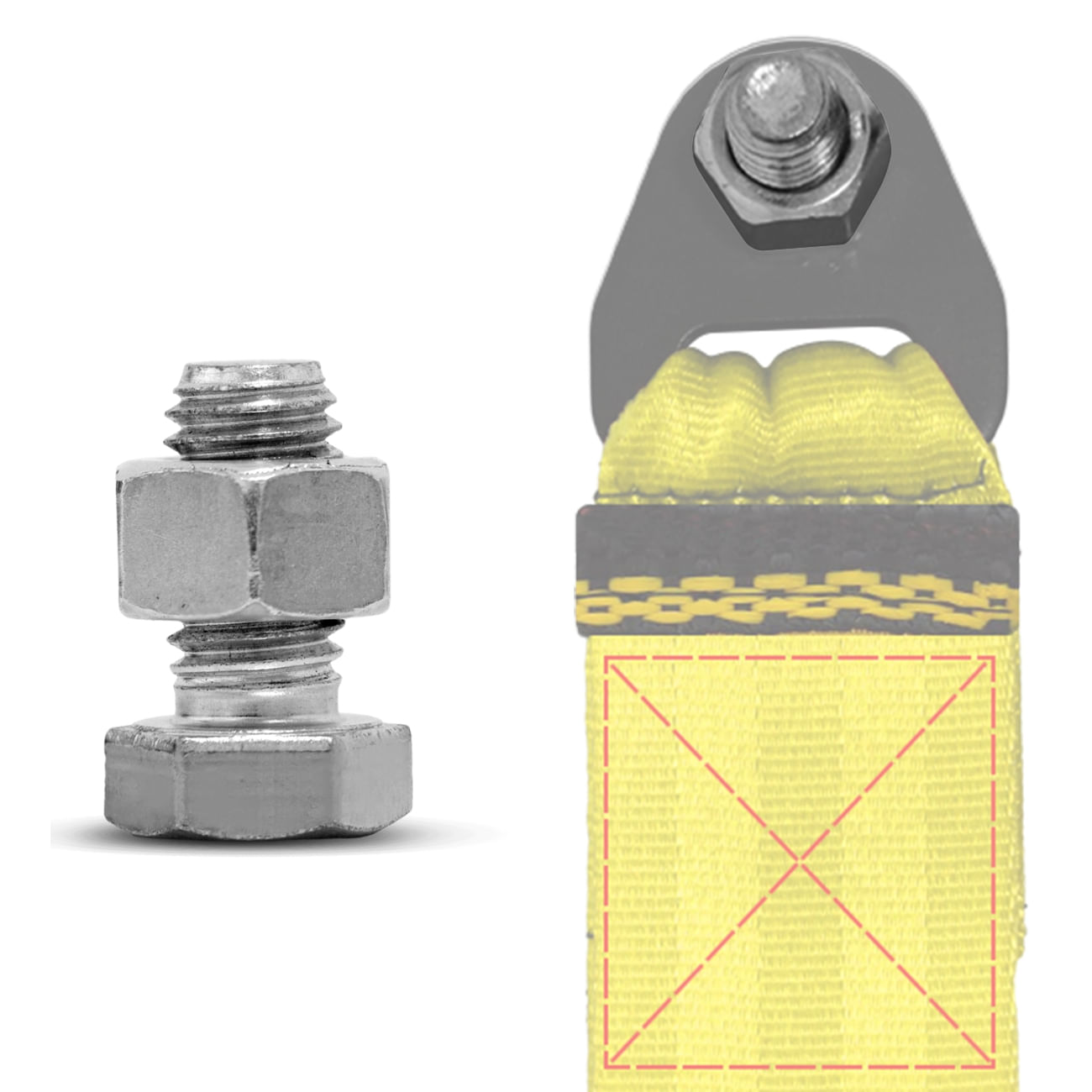 Encontraproduto.com.br - Cinta Fita Reboque Tow Strap Com Viés 3D Personalizado Shutt Capacidade 2 Toneladas Universal