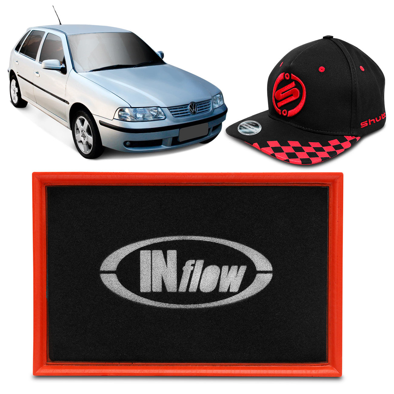 Filtro de Ar Esportivo Inflow Gol Parati G3 Polo Golf Fox CrossFox SpaceFox Inbox HPF4100 + Brinde