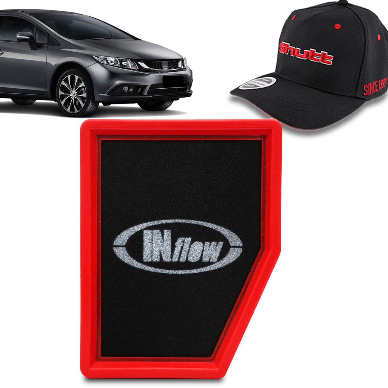 Filtro de Ar Esportivo Inflow  Civic 1.8 2.0 2013 a 2016 16V Inbox Semi Racing HPF6375 + Brinde