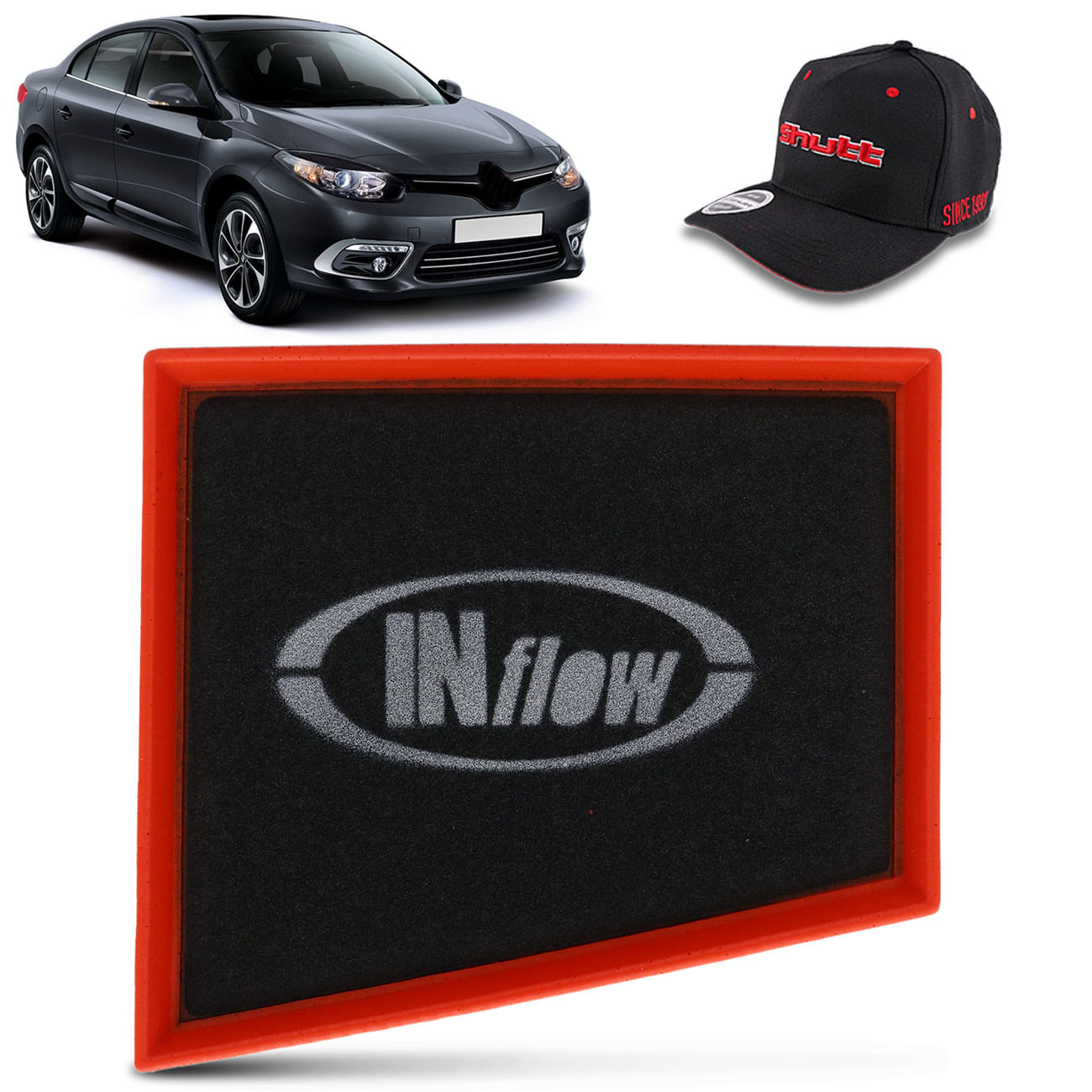 Filtro de Ar Esportivo Inflow Renault Fluence 2.0 Flex 2011 a 2018 Tuning Inbox HPF6855 + Brinde