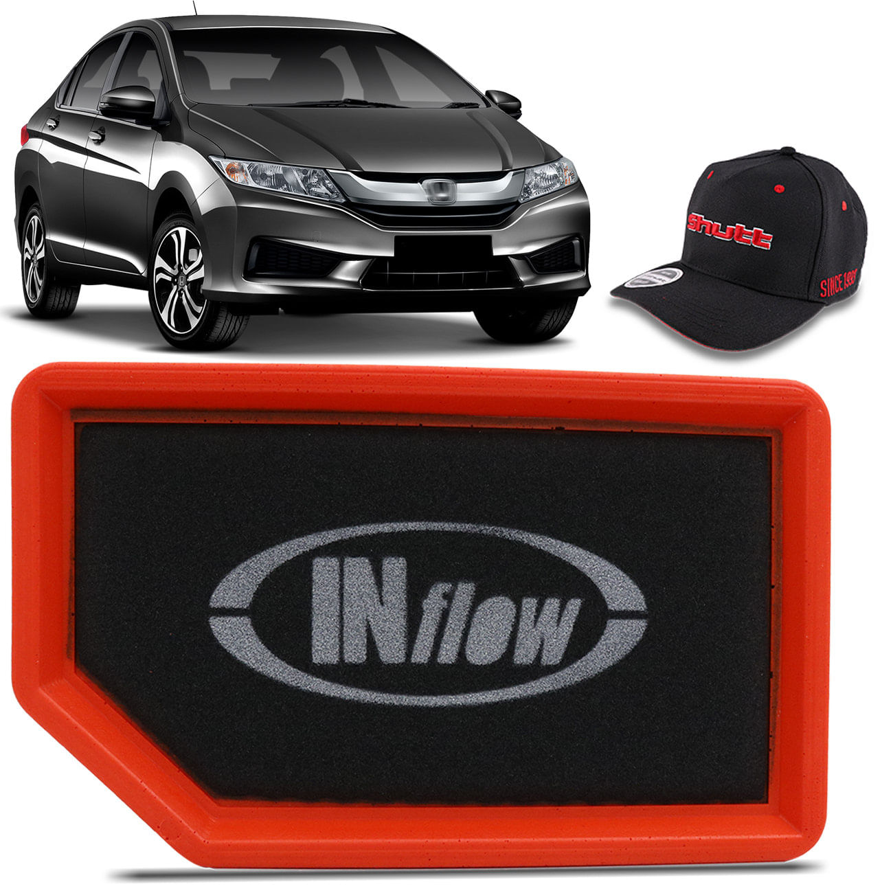 Filtro Ar Esportivo Inflow  Fit City 1.5 16V WR-V 1.5 Flex 2015 a 2020 Inbox HPF6210 + Brinde