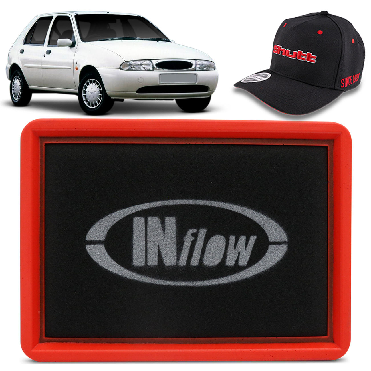 Encontraproduto.com.br - Filtro de Ar Esportivo Inflow Ford Fiesta Street Endura 1997 a 2001 Inbox HPF2200 + Brinde