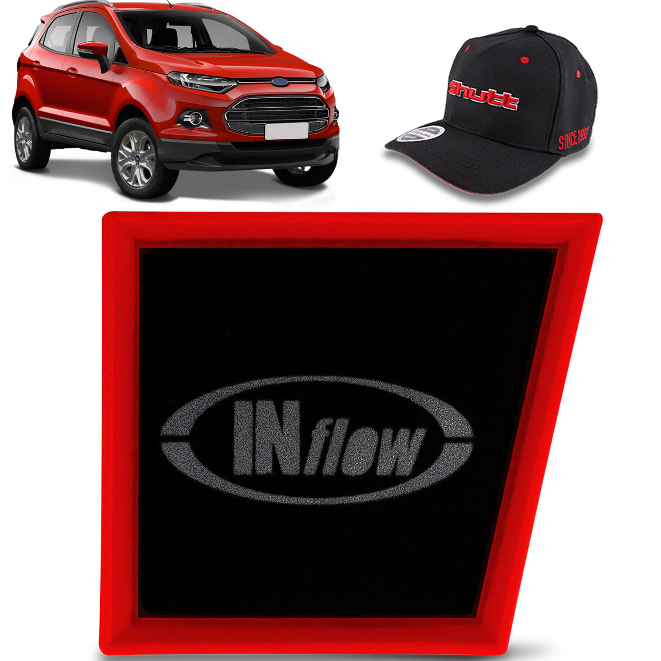 Filtro de Ar Esportivo Inflow Ecosport 2.0 08 a 20 Ecosport Titanium 13 a 20 Inbox HPF2710 + Brinde