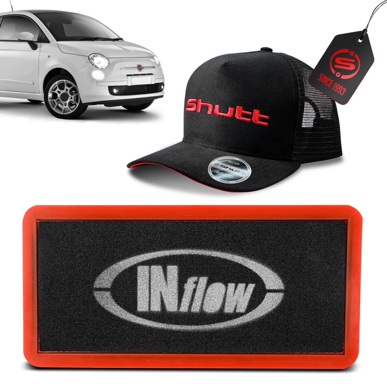 Filtro de Ar Esportivo Inflow Fiat 500 1.4 16V Polonês 2009 a 2017 Inbox HPF3650 + Brinde