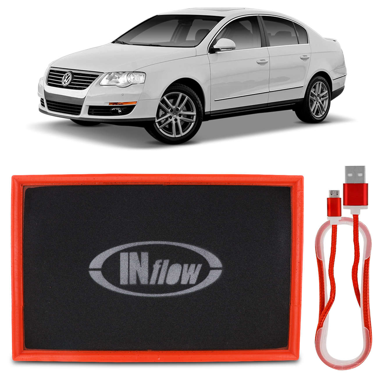 Filtro De Ar Esportivo Inflow Audi RS3 Audi RS Q3 Audi TT RS Audi TTS Passat Inbox HPF4700 + Brinde