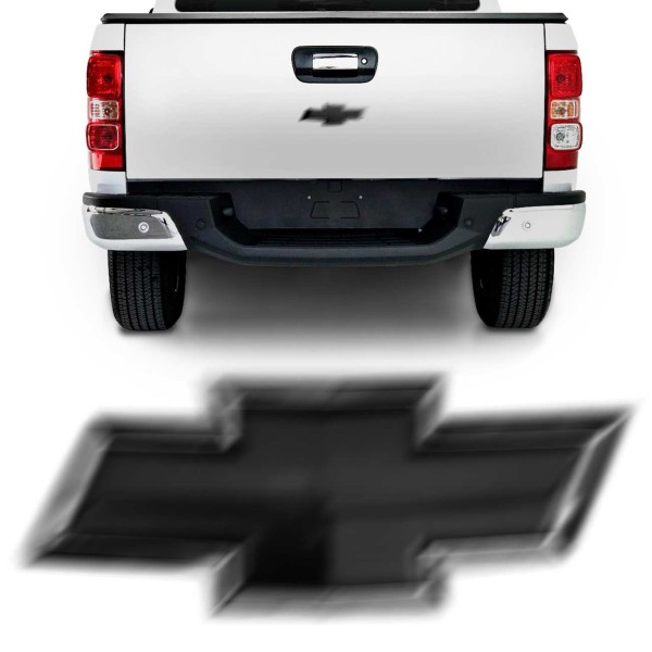 Encontraproduto.com.br - Grade Dianteira S10 Colorado 2017 2018 2019 2020 com Grafia + Emblema Traseiro Black Series