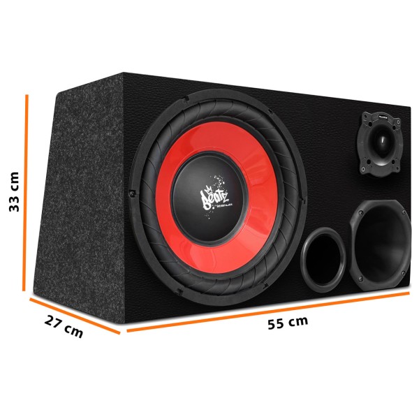 Encontraproduto.com.br - Caixa Trio Completa 440W Subwoofer Shutt Beatz 12