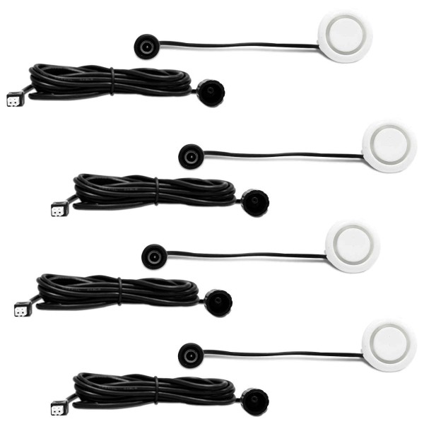 Encontraproduto.com.br - Sensor Estacionamento 4 Pontos Pósitron Universal Display LED Colorido Branco Preto Brilhante Prata