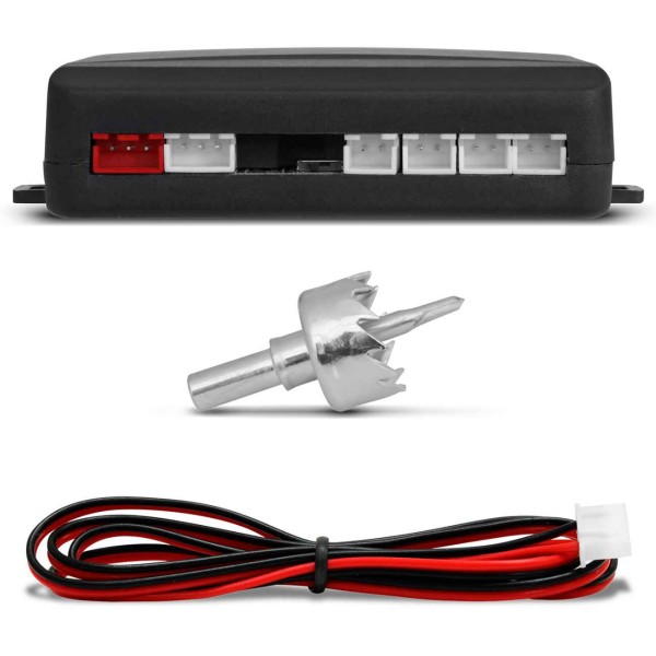 Encontraproduto.com.br - Sensor Estacionamento 4 Pontos Pósitron Universal Display LED Colorido Branco Preto Brilhante Prata