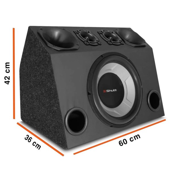 Encontraproduto.com.br - Caixa Trio Completa 640W RMS Subwoofer Shutt Cara Preta 4D 12