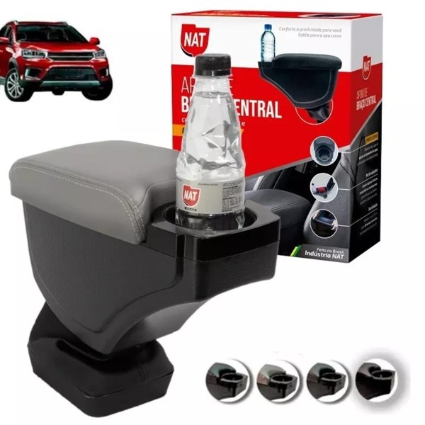 Encontraproduto.com.br - Encosto Descanso de Braço Apoio Tiggo 2 2018 2019 2020 2021 PCD Porta Objetos Couro Ecológico