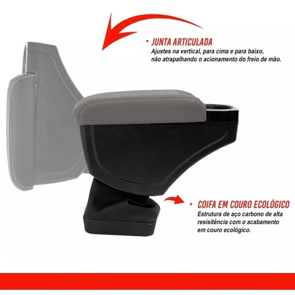 Encontraproduto.com.br - Encosto Descanso de Braço Apoio Tiggo 2 2018 2019 2020 2021 PCD Porta Objetos Couro Ecológico