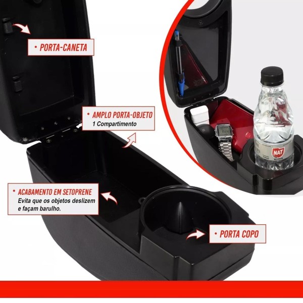 Encontraproduto.com.br - Encosto Descanso de Braço Apoio Tiggo 2 2018 2019 2020 2021 PCD Porta Objetos Couro Ecológico