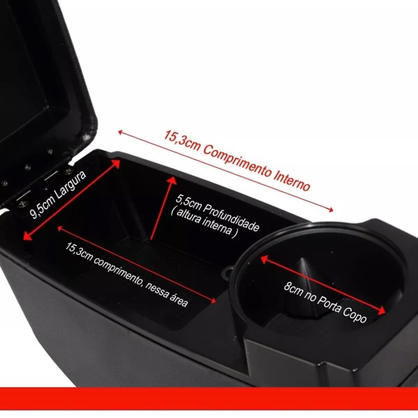 Encontraproduto.com.br - Encosto Descanso de Braço Apoio Tiggo 2 2018 2019 2020 2021 PCD Porta Objetos Couro Ecológico