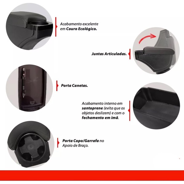 Encontraproduto.com.br - Encosto Descanso Braço Apoio Honda City 2015 2016 2017 2018 2019 2020 Porta Objetos Couro Ecológico