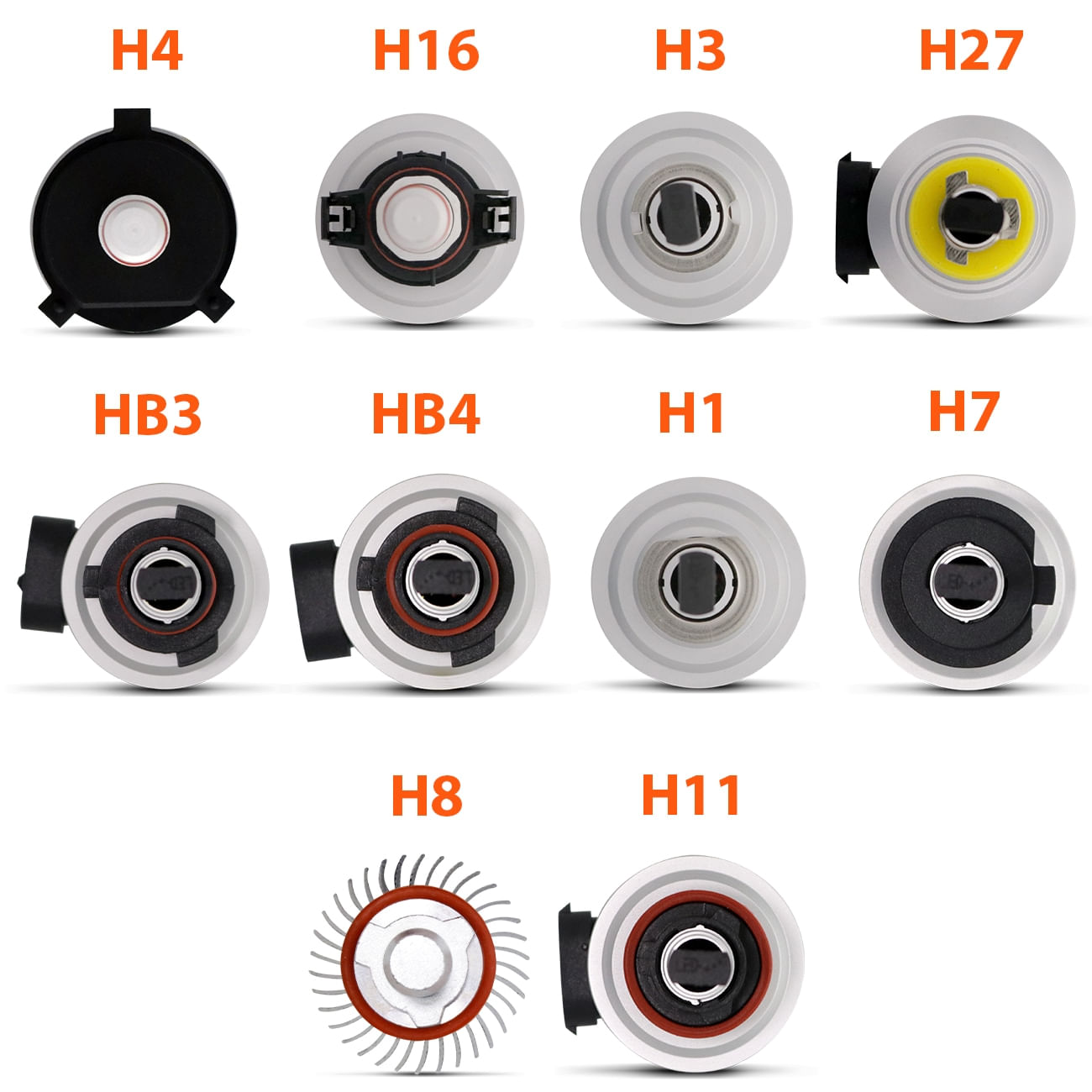 Encontraproduto.com.br - Par Lâmpada Super LED 2D 4800 Lúmens C6 H1 H3 H4 H7 H8 H11 H16 H27 HB3 HB4 6000k 12V 24V