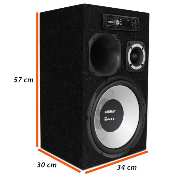 Encontraproduto.com.br - Caixa de Som Residencial Bob Portátil Bivolt Subwoofer Magnum 150W 12