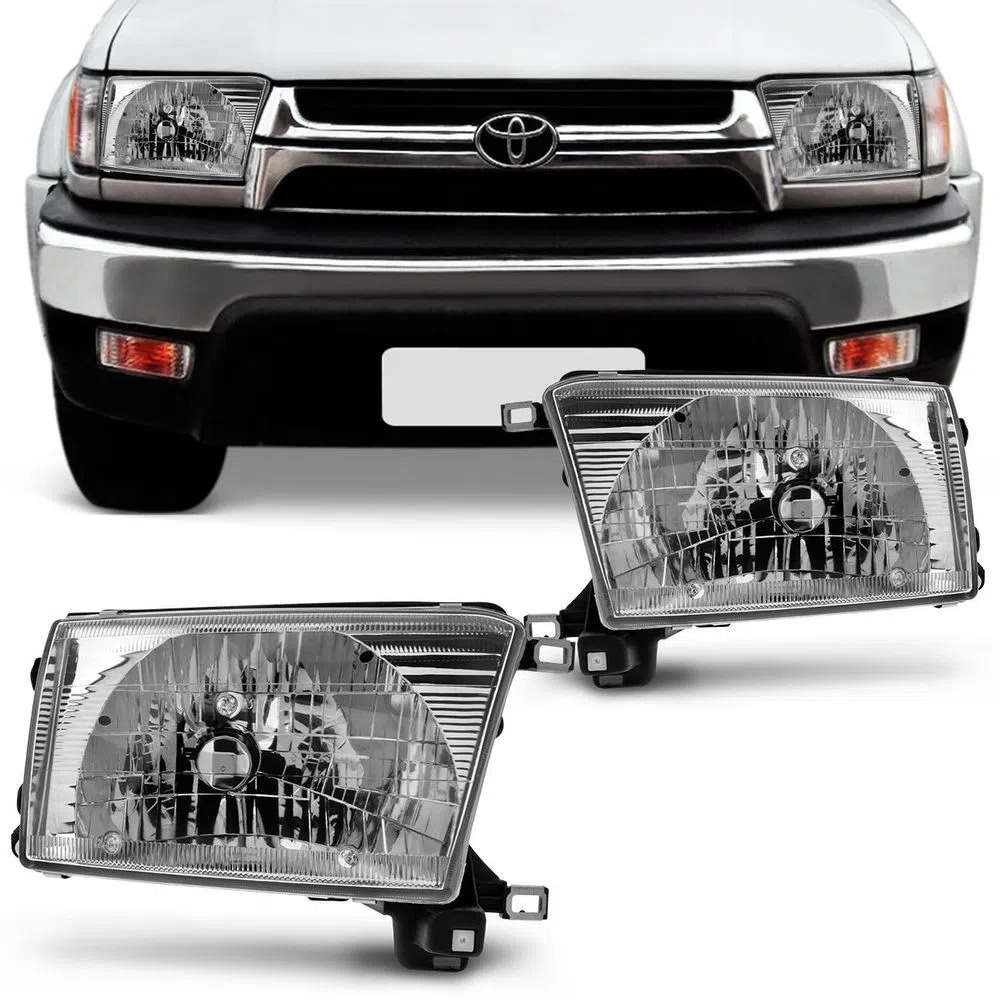 Encontraproduto.com.br - Farol Hilux 2000 2001 2002 2003 2004 Hilux SW4 1999 2000 2001 2002 2003 2004 Máscara Cromada