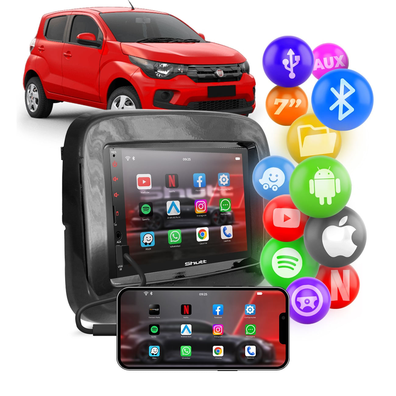 Central Multimídia Mobi 2016 a 2020 2 Din 7