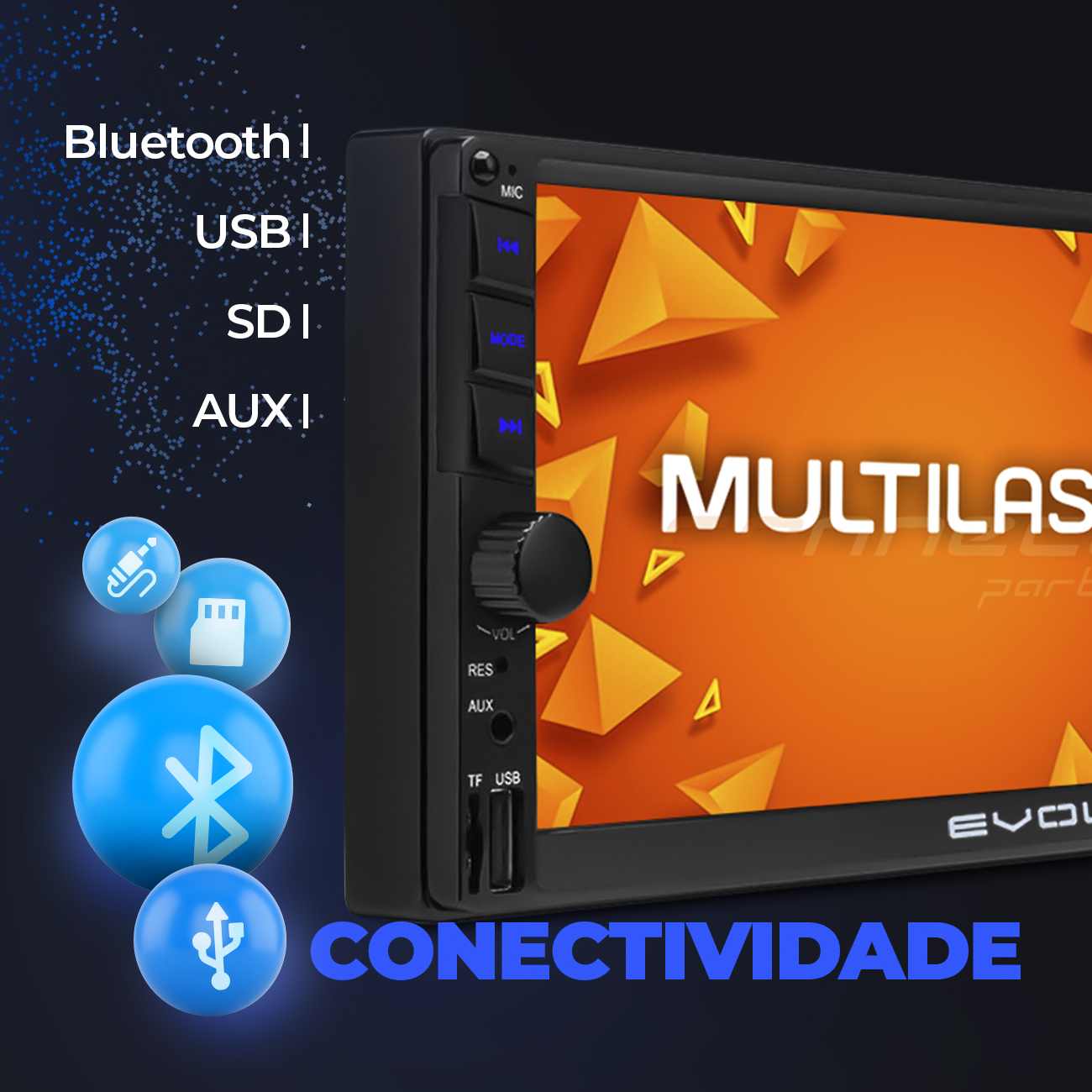 Encontraproduto.com.br - Central Multimídia Corsa Montana Vectra Meriva Multilaser MP5 2Din BT Espelhamento Prata