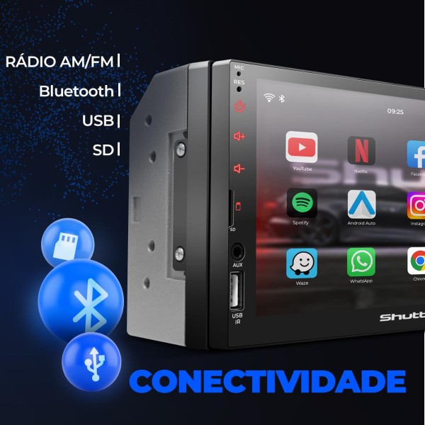 Encontraproduto.com.br - Central Multimídia MP5 Moldura 2 Din CRV 2007 a 2011 Preta Espelha Android 7