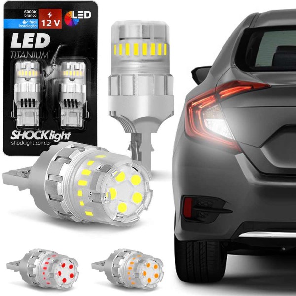 Encontraproduto.com.br - Par Lâmpadas LED Titanium T20 Branco Vermelho Laranja 12V 2 Polos SMD-4014/3030 Shocklight