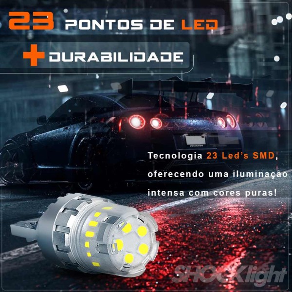 Encontraproduto.com.br - Par Lâmpadas LED Titanium T20 Branco Vermelho Laranja 12V 2 Polos SMD-4014/3030 Shocklight