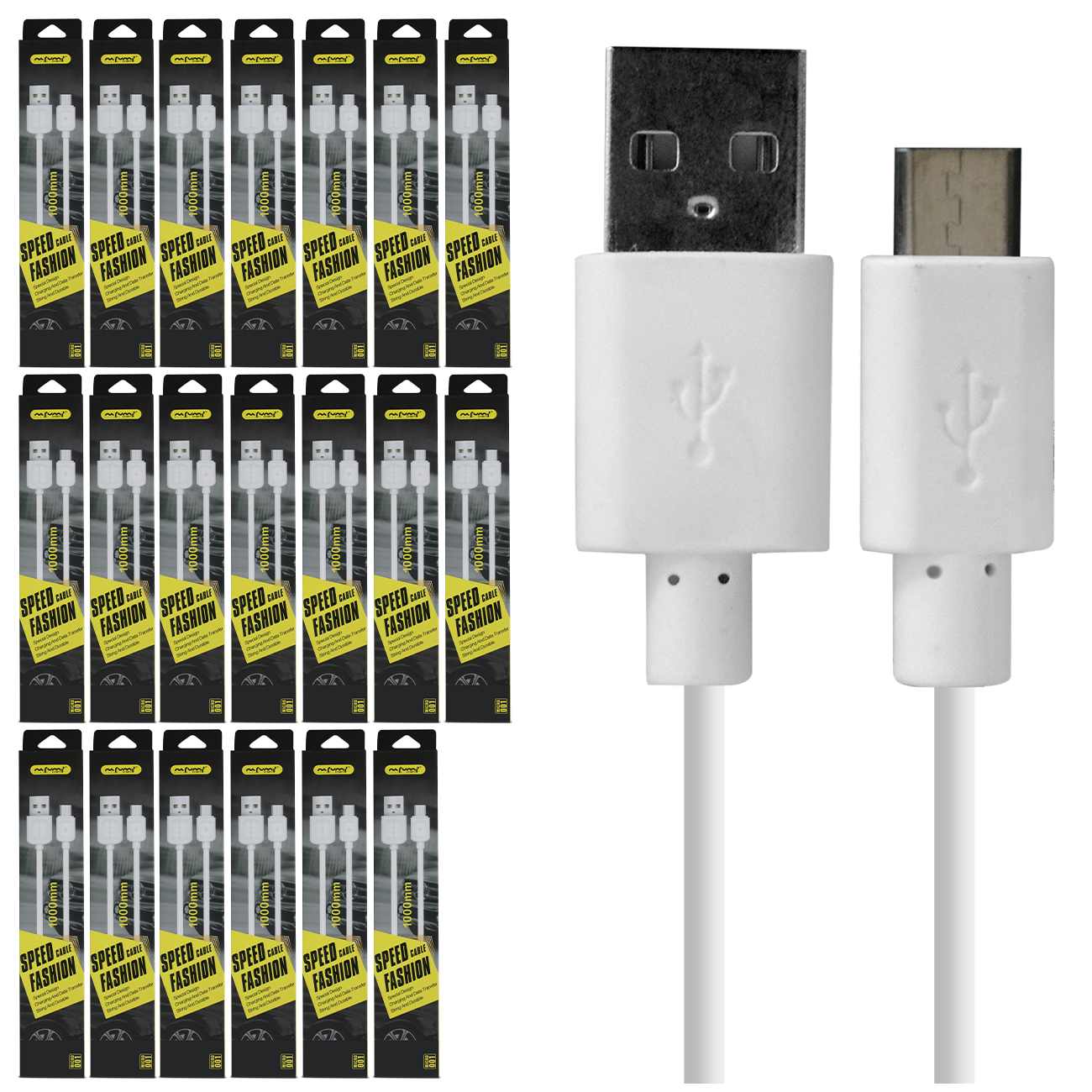 Kit 20 Cabos USB Cable Fashion 1 Metro Carregador Celular Smartphone Tablet Android V8