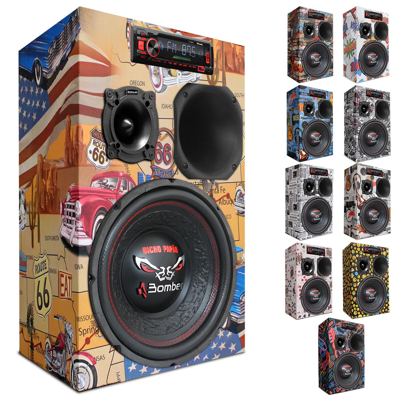 Caixa de Som Bob Esponja Selada + Subwoofer + MP3 Player + Módulo + Driver + Super Tweeter + Corneta