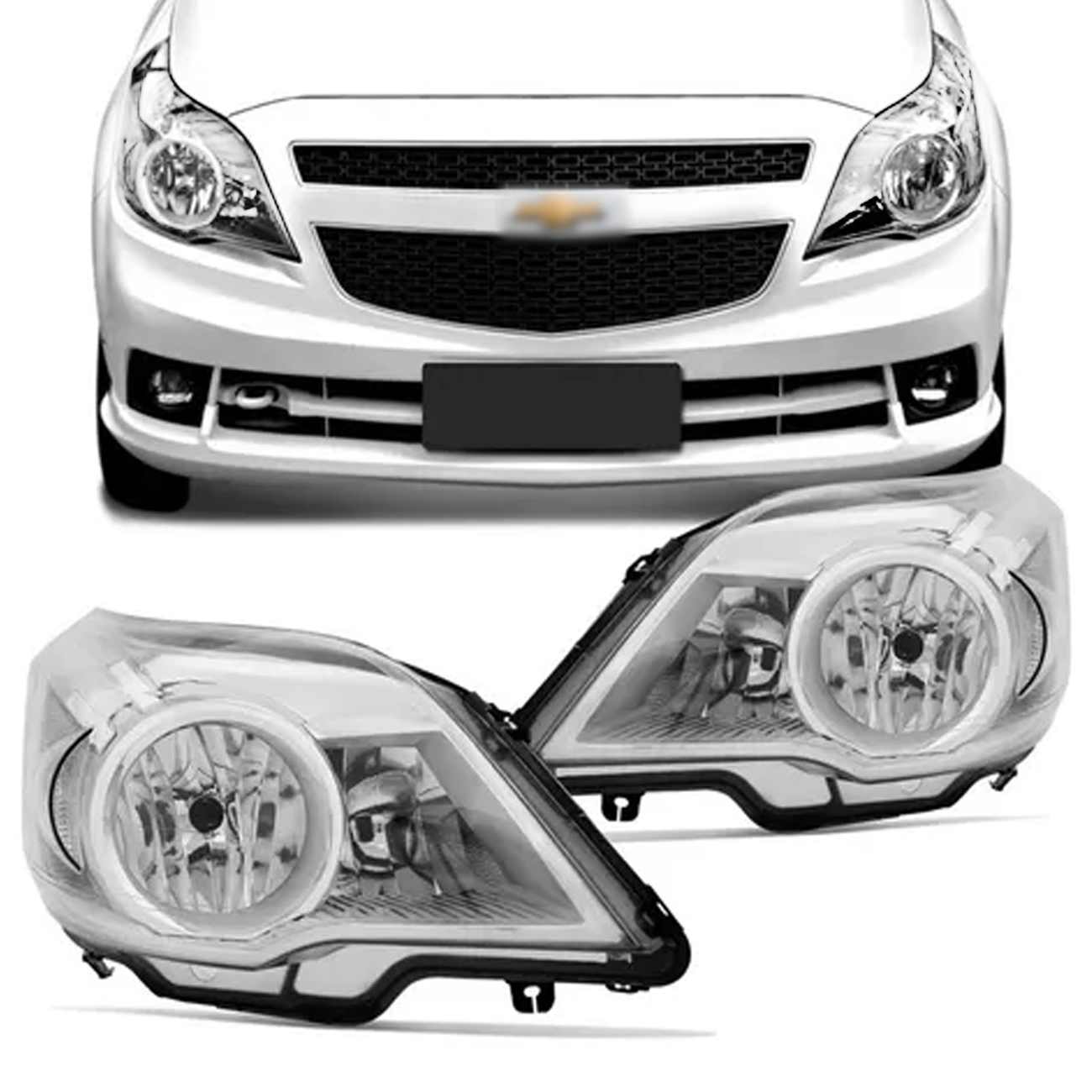 Farol Manual Agile Montana 2009 a 2014 Máscara Cromada Foco Duplo