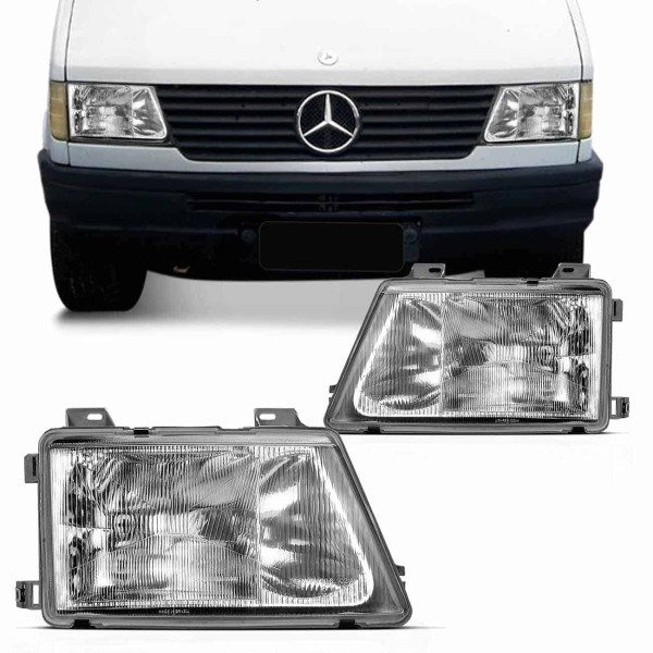 Encontraproduto.com.br - Farol Sprinter 1995 1996 1997 1998 1999 2000 2001 2002 Máscara Cromada Foco Simples H1