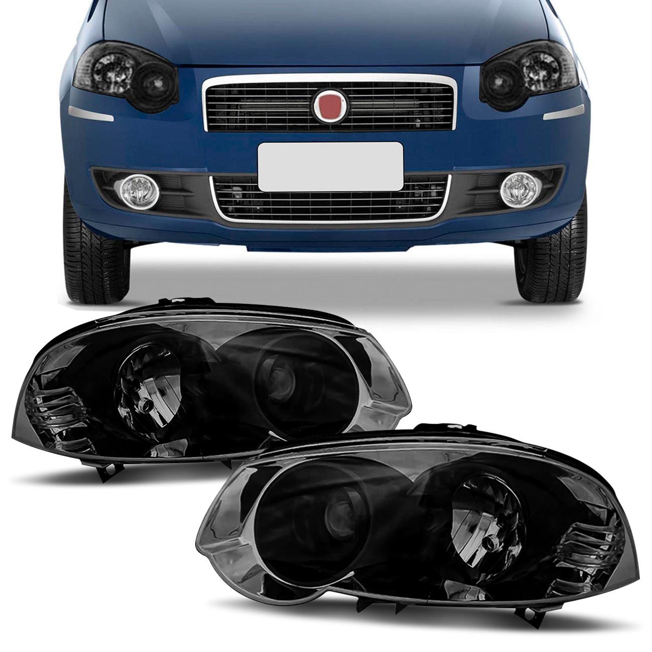 Farol Palio G4 2009 a 2020 Siena G4 2008 a 2012 Foco Duplo Máscara Negra Aro Preto