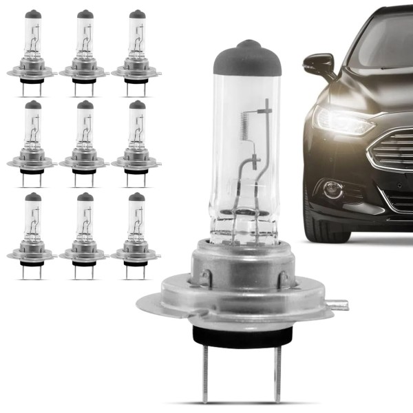 Encontraproduto.com.br - Kit 10 Lâmpadas Halógena Transparente H7 3200K 55W Multilaser AU807