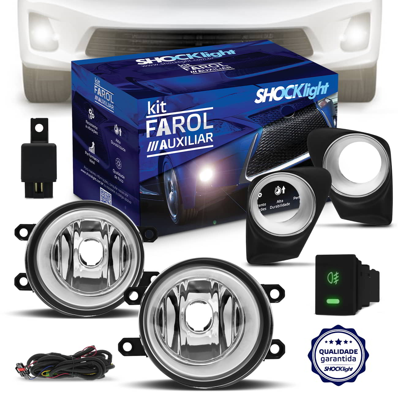 Kit Farol Milha Corolla 2012 2013 2014 Aro Cromado Auxiliar Neblina