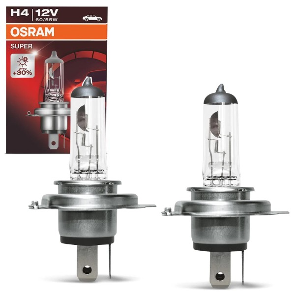 Encontraproduto.com.br - Par Lâmpada Osram Halógena H4 Linha Super 3200K 12V 55W Farol