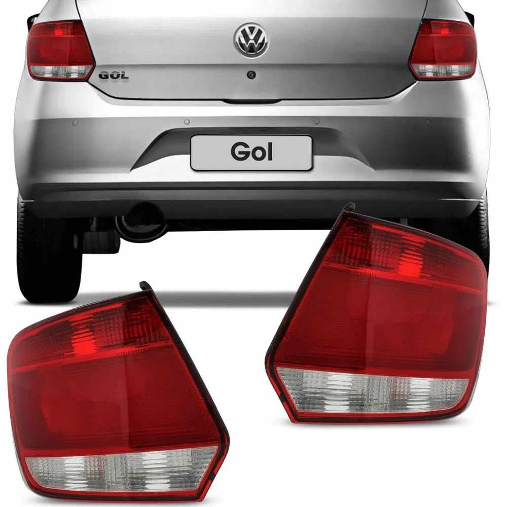 Kit Lanterna Traseira Gol G6 2012 2013 2014 2015 2016 Bicolor Cristal