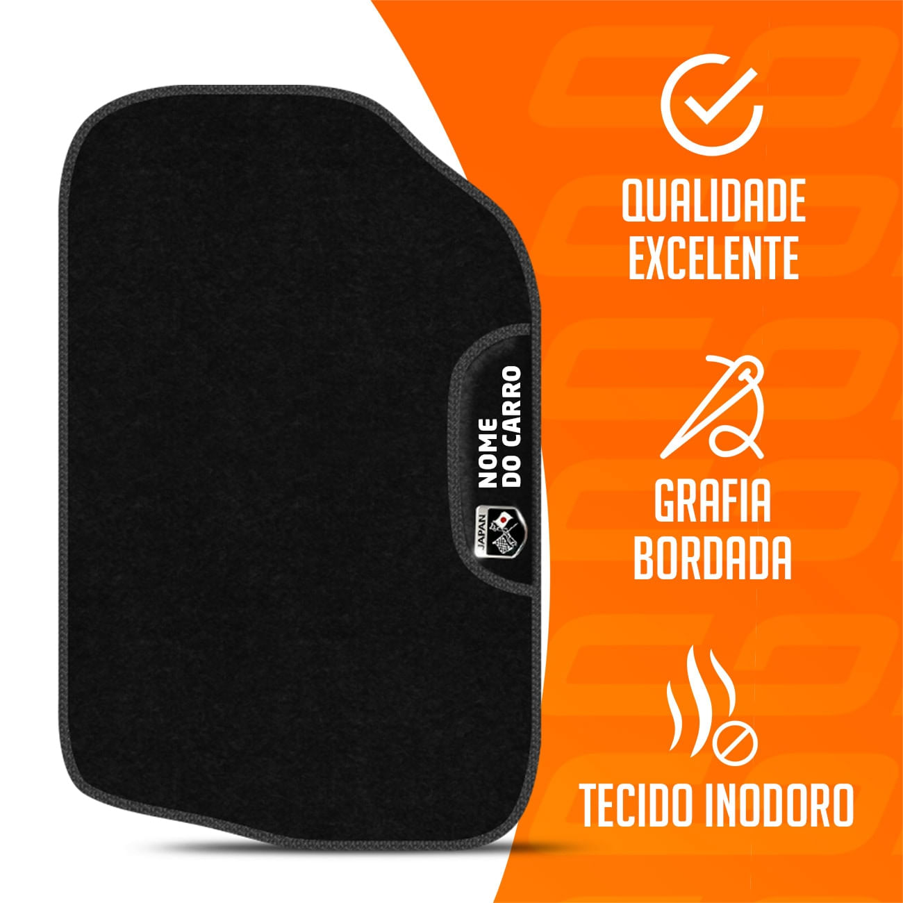 Encontraproduto.com.br - Jogo de Tapete Carpete Compatível Accord 2009 a 2014 Preto Grafite Logo Bordado Concept 3D 5 Peças