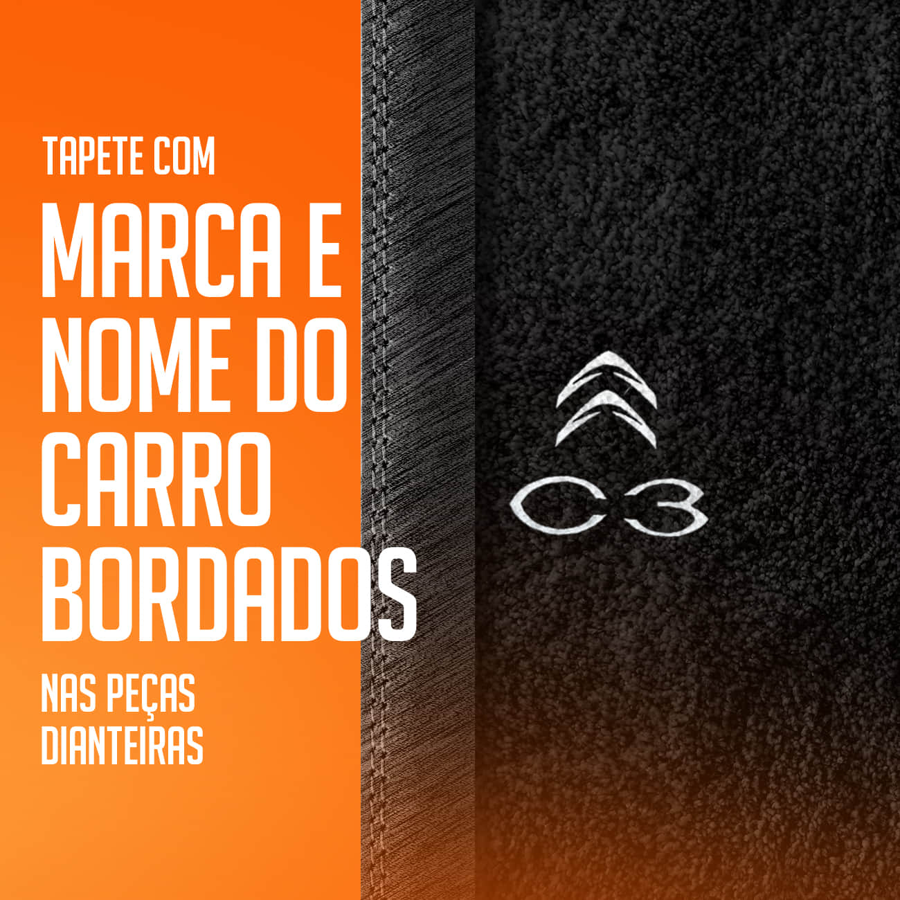 Encontraproduto.com.br - Jogo de Tapete Carpete Citroen C3 2003 a 2020 Preto Grafite Com Logo Bordado Concept 3D 5 Peças