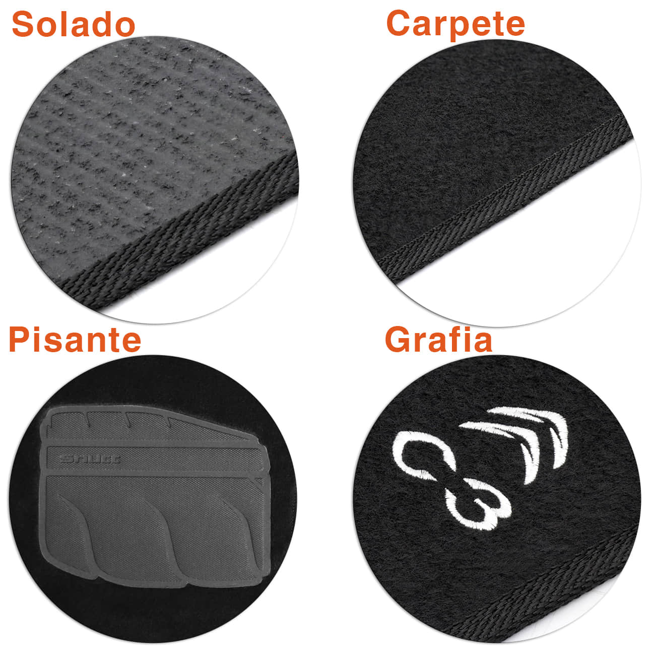 Encontraproduto.com.br - Jogo de Tapete Carpete Citroen C3 2003 a 2020 Preto Grafite Com Logo Bordado Concept 3D 5 Peças